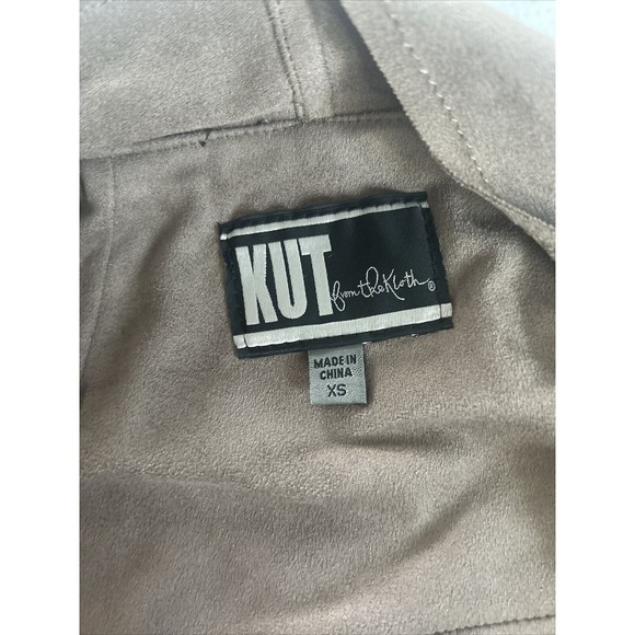 Kut From The Kloth Jacket Womens Extra small XS Brown Faux Suede Open Front - Picture 3 of 10